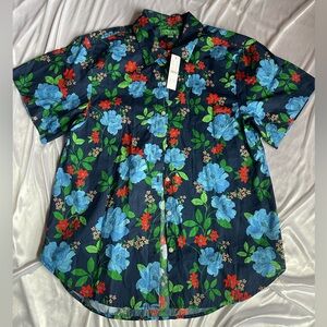 J. Crew Cotton Poplin Short sleeve Floral Button Up